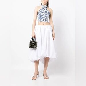 STAUD  Mariposa Puffba-Hem White Skirt Size Medium